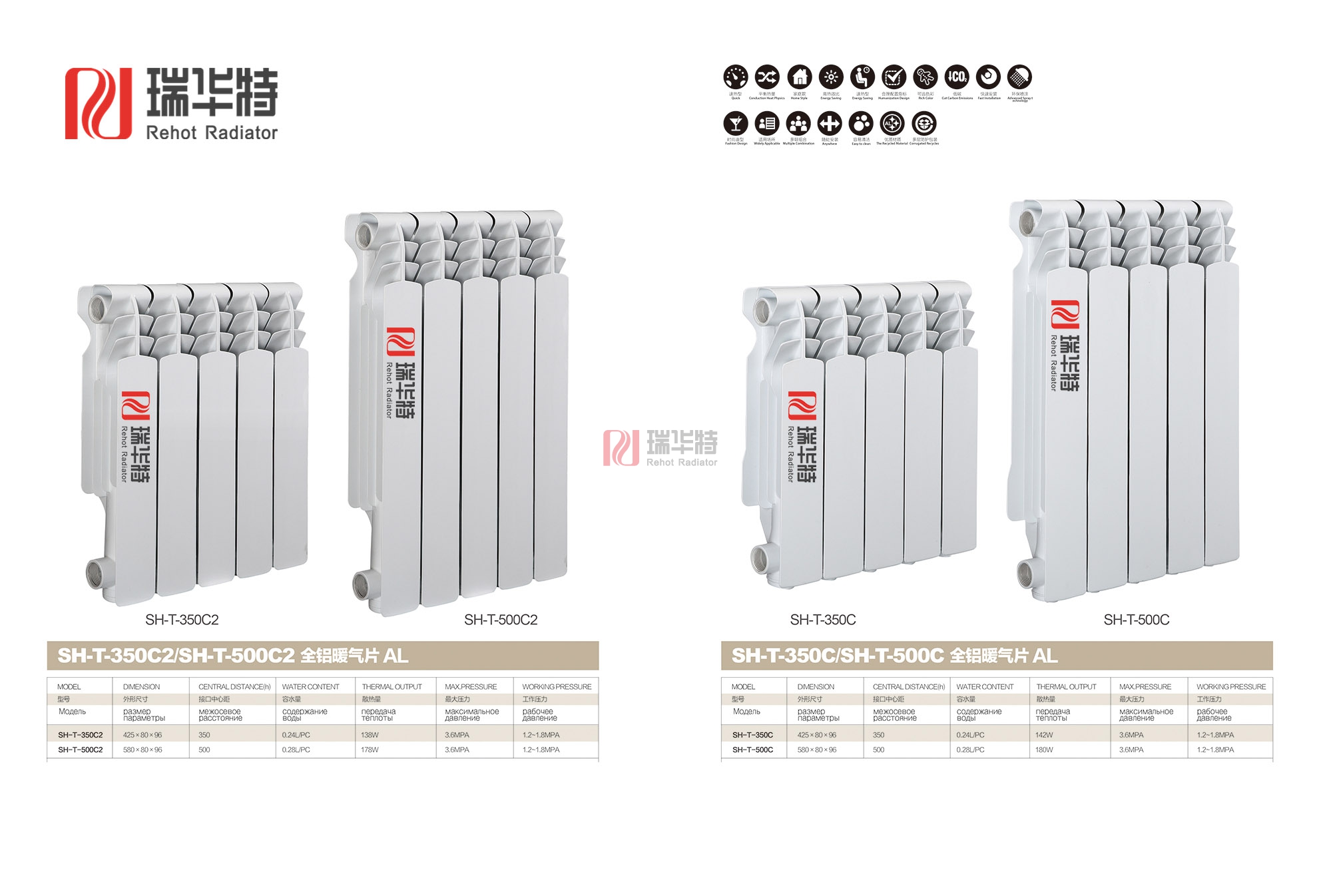 鑄鋁暖氣片型號UR7007-500,UR7008-350,UR7008-500,UR7009-350,UR7009-500暖氣片安裝知識